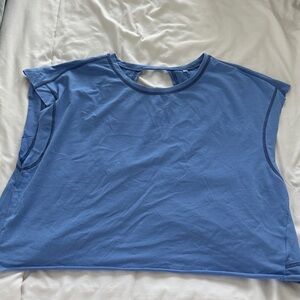 Free People Dusty Blue Cropped Cap-Sleeve Tank